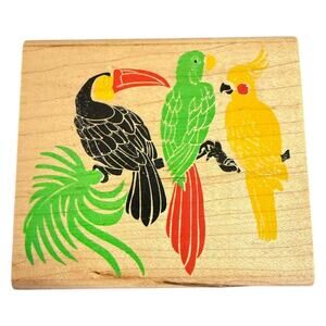 Posh Impression Tropical Trio Birds Large Rubber Stamp Z739F